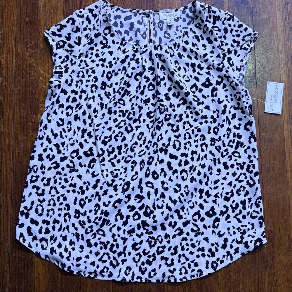 Morgan Taylor Black and White Animal Print Blouse Size Medium